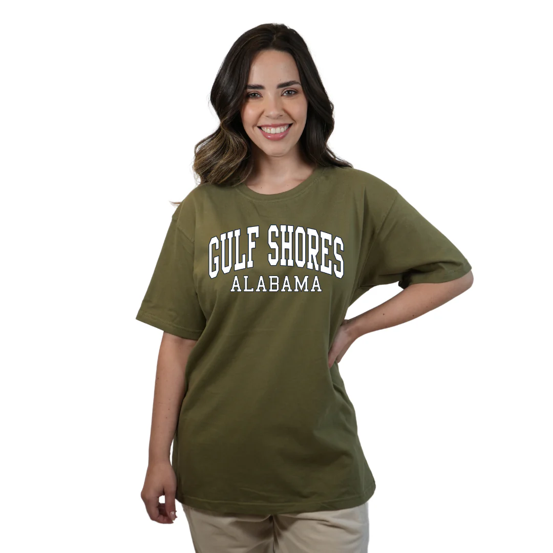 Gulf Shores Alabama Combed Cotton Women T-Shirt with White City Name Style CC1000 - Image 4