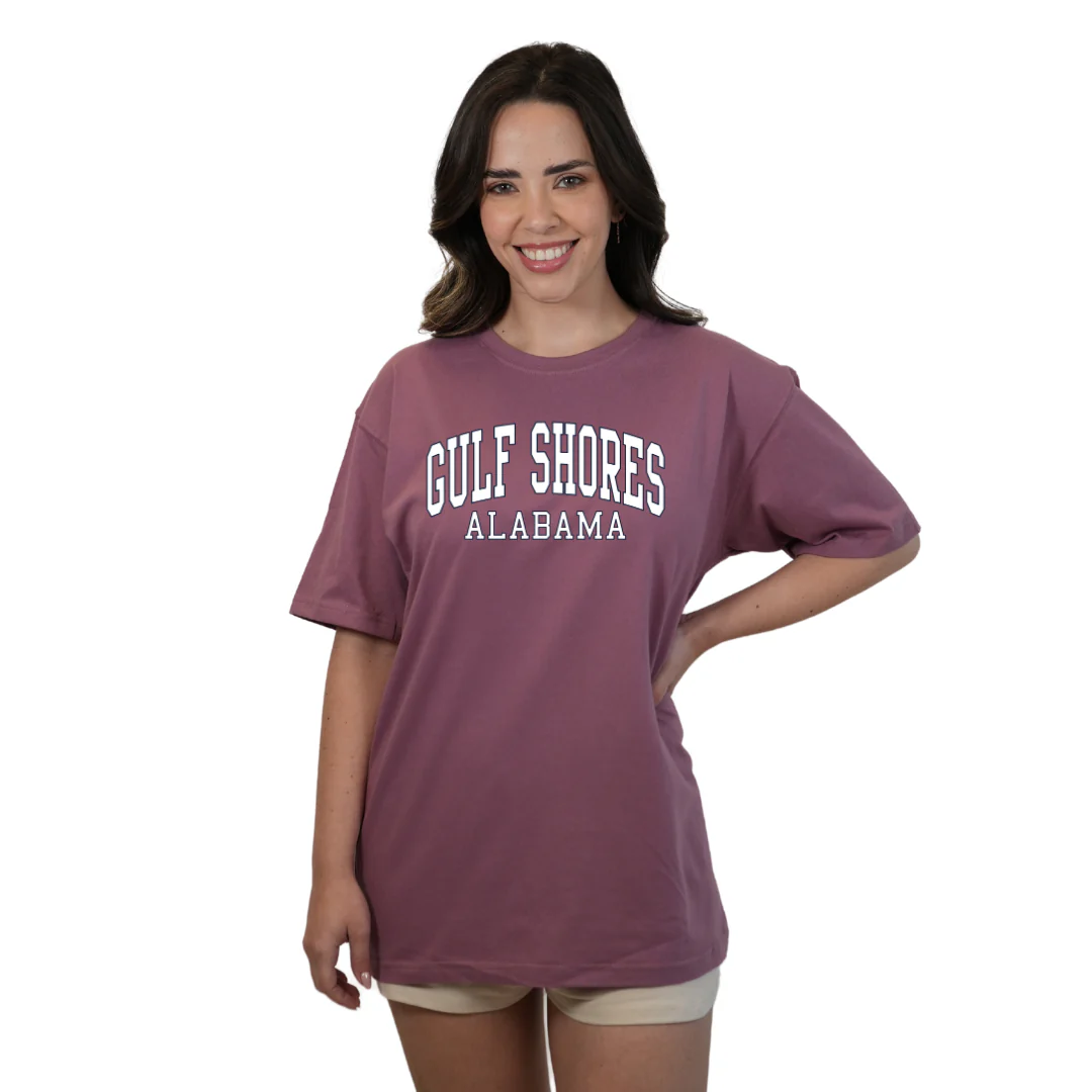 Gulf Shores Alabama Combed Cotton Women T-Shirt with White City Name Style CC1000 - Image 5