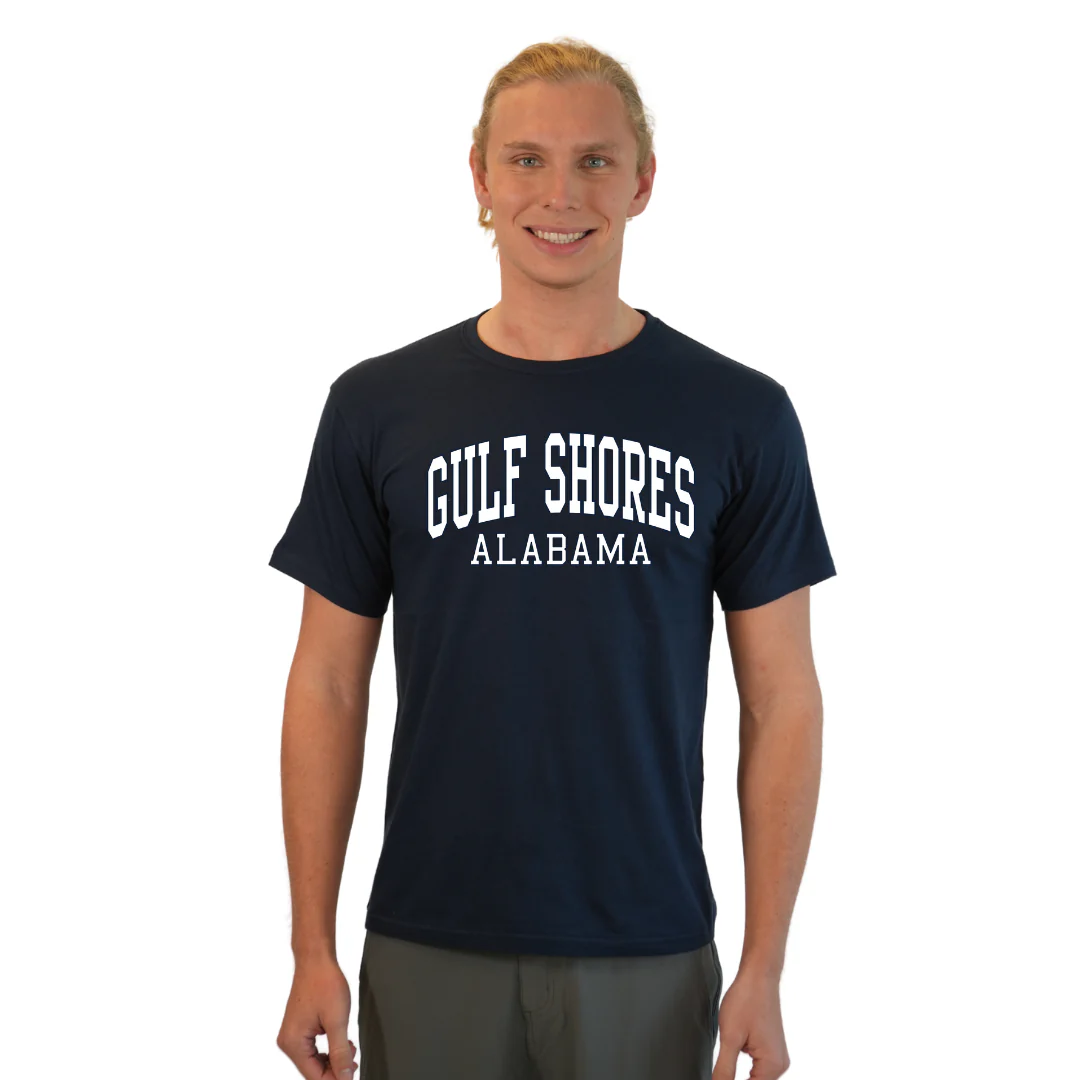 Gulf Shores Alabama Combed Cotton Men T-Shirt with White City Name Style CC1000 - Image 3