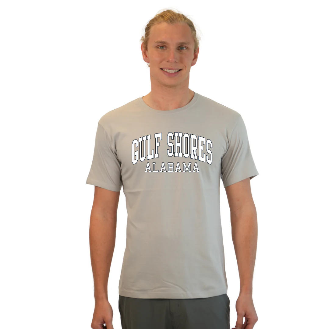 Gulf Shores Alabama Combed Cotton Men T-Shirt with White City Name Style CC1000 - Image 7