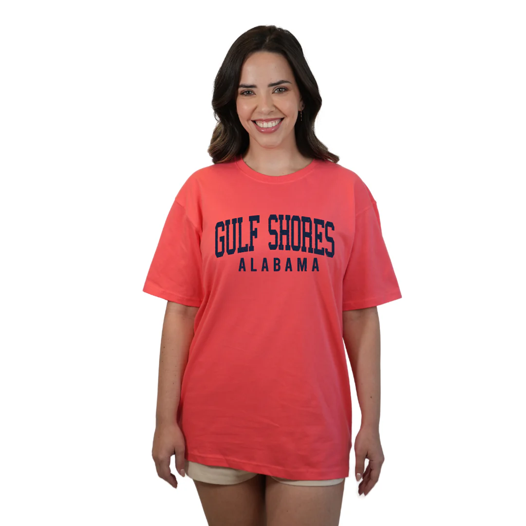 Gulf Shores Alabama Combed Cotton Women T-Shirt with Navy City Name Style CC1000 - Image 5
