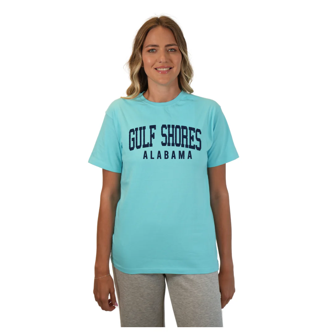 Gulf Shores Alabama Combed Cotton Women T-Shirt with Navy City Name Style CC1000 - Image 6
