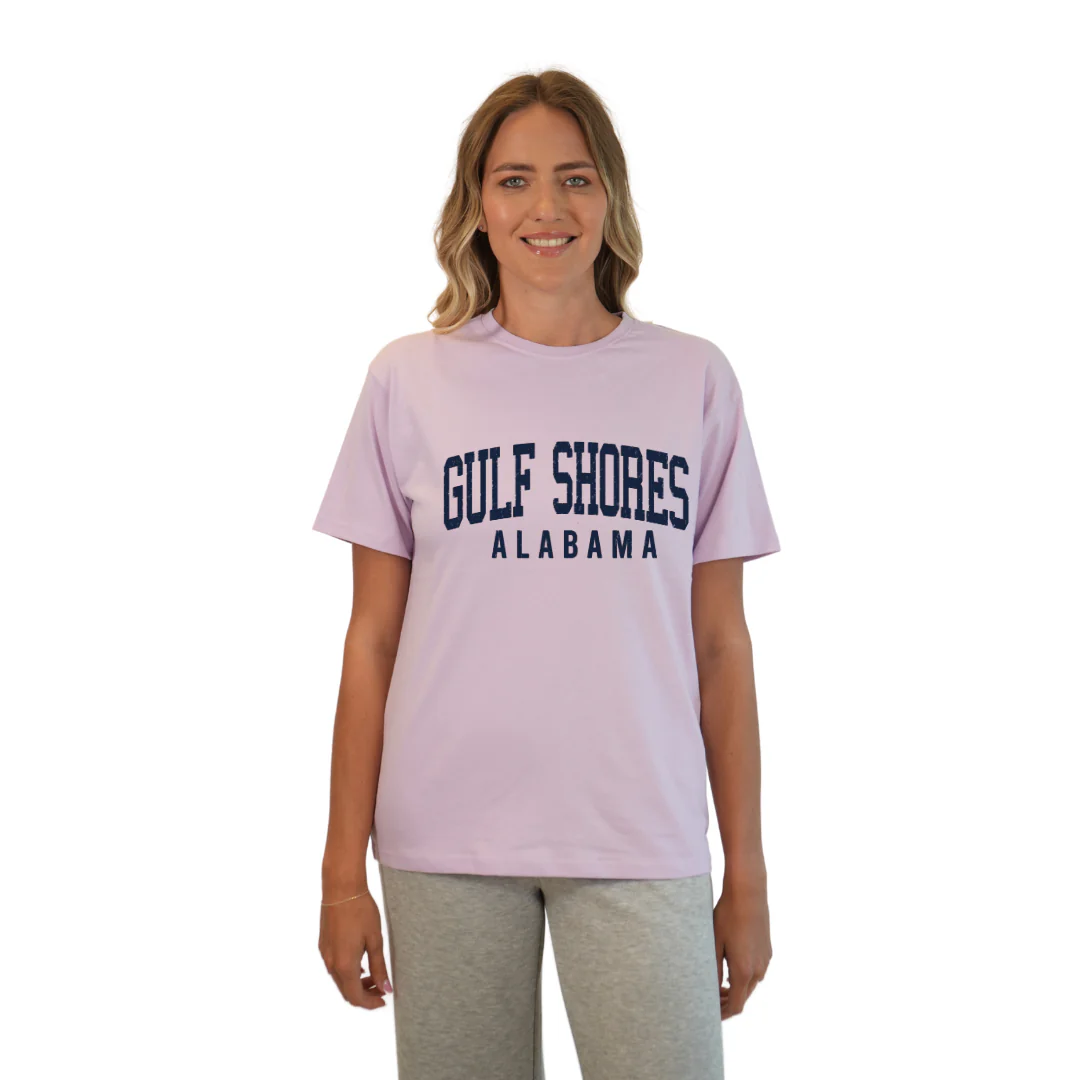 Gulf Shores Alabama Combed Cotton Women T-Shirt with Navy City Name Style CC1000 - Image 7