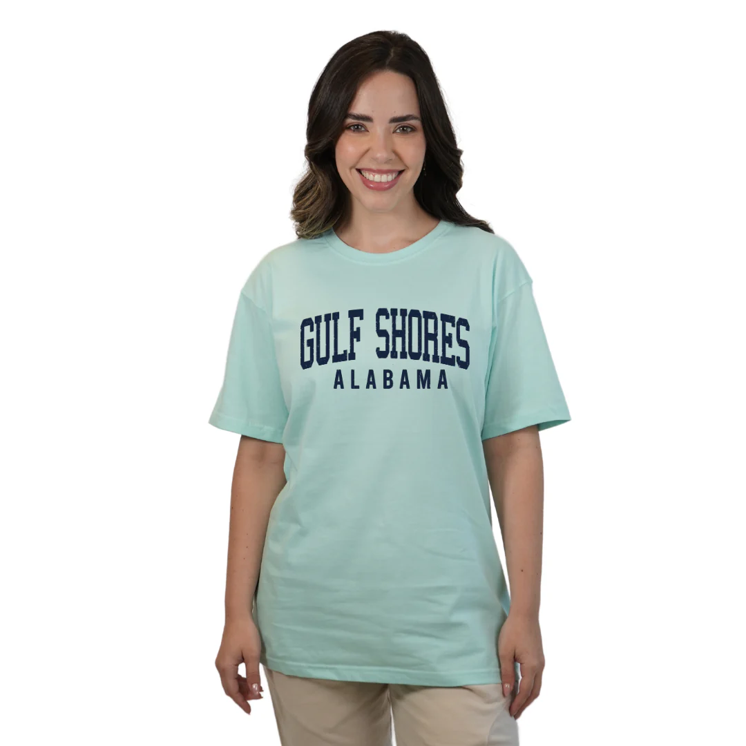 Gulf Shores Alabama Combed Cotton Women T-Shirt with Navy City Name Style CC1000 - Image 8