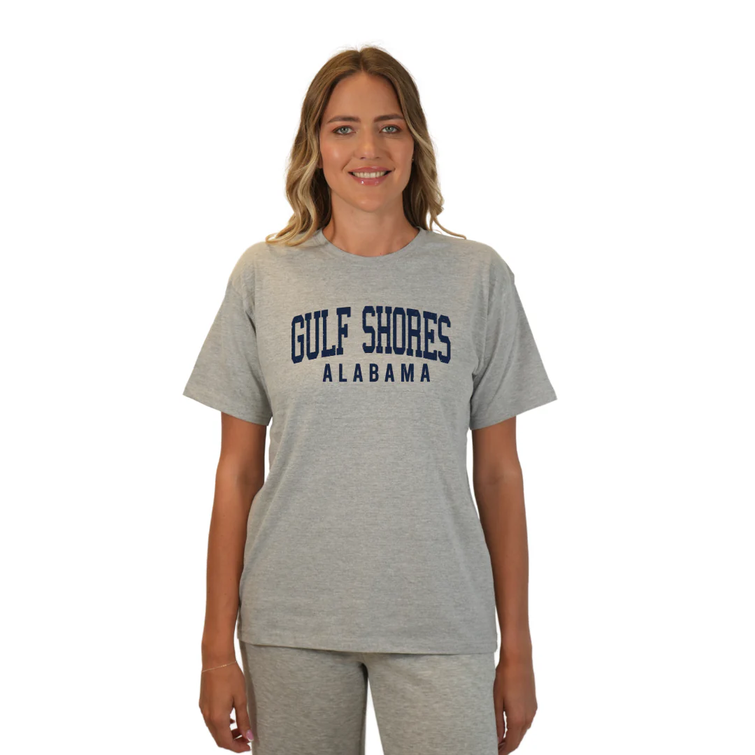 Gulf Shores Alabama Combed Cotton Women T-Shirt with Navy City Name Style CC1000 - Image 9