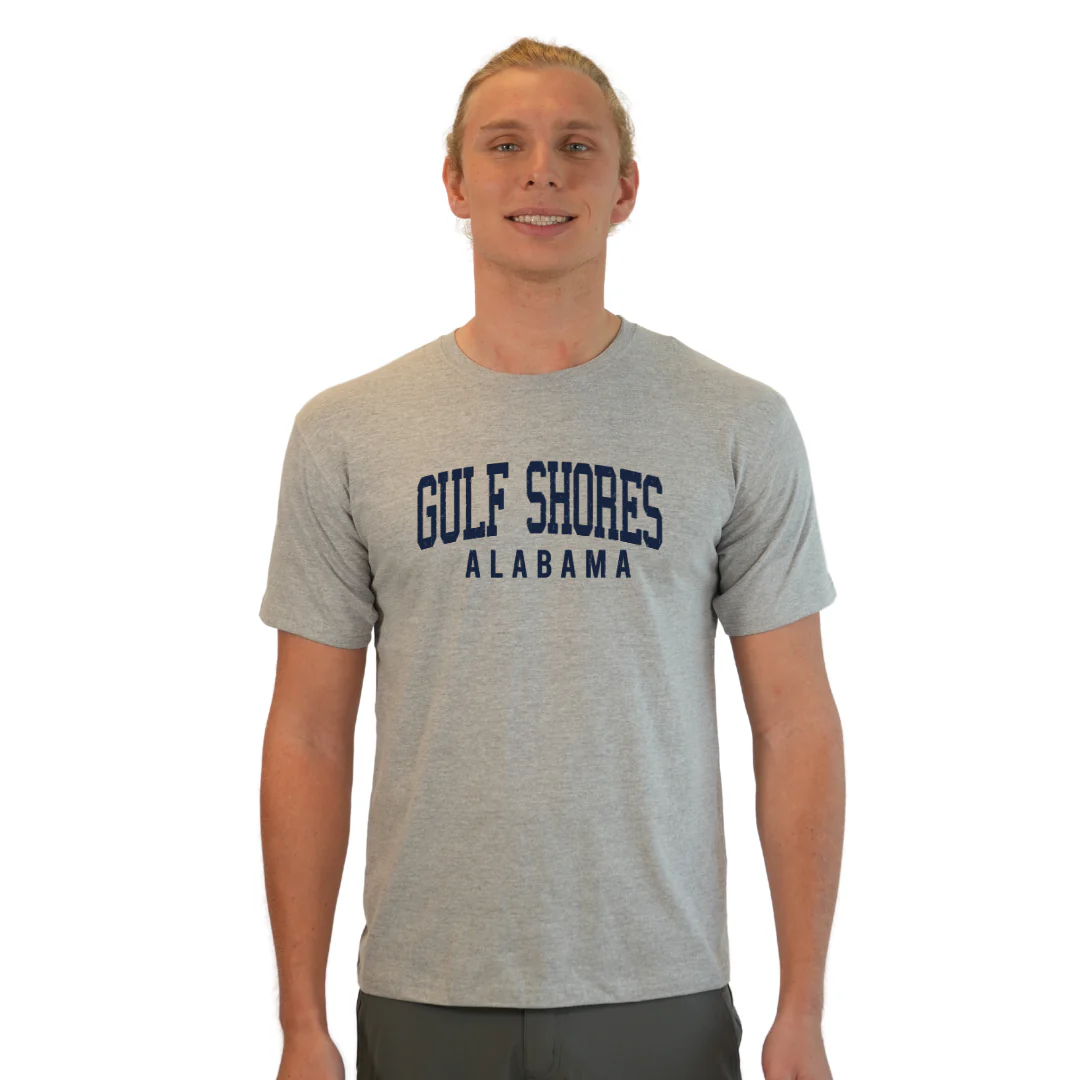 Gulf Shores Alabama Combed Cotton Men T-Shirt with Navy City Name Style CC1000 - Image 10