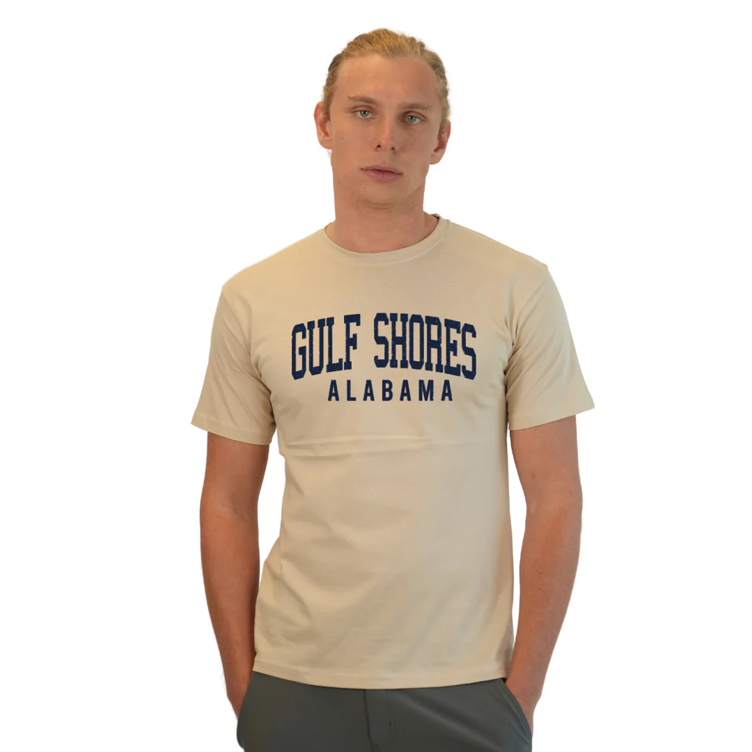 Gulf Shores Alabama Combed Cotton Men T-Shirt with Navy City Name Style CC1000 - Image 3