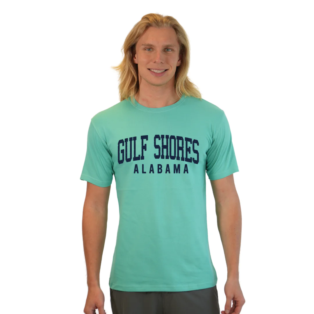 Gulf Shores Alabama Combed Cotton Men T-Shirt with Navy City Name Style CC1000 - Image 4
