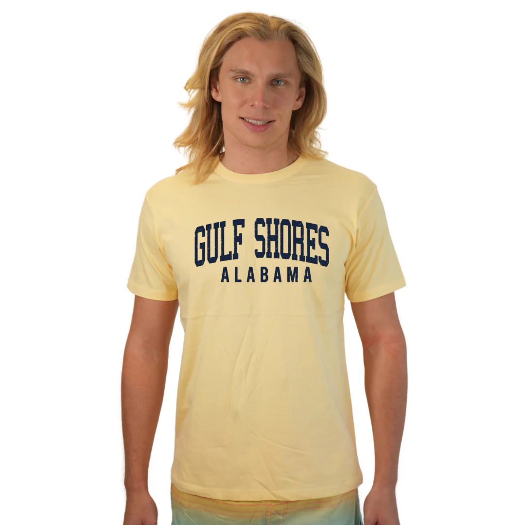 Gulf Shores Alabama Combed Cotton Men T-Shirt with Navy City Name Style CC1000 - Image 5