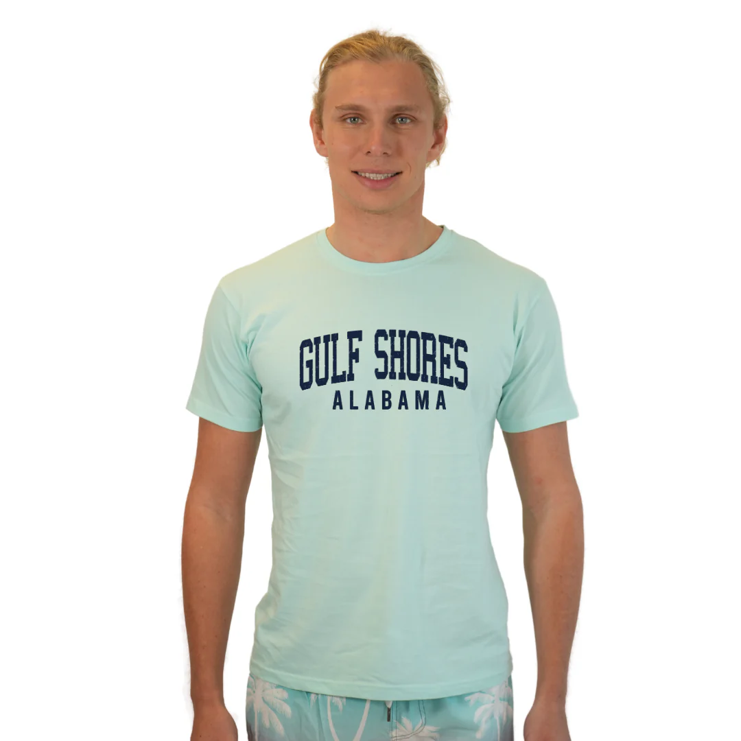 Gulf Shores Alabama Combed Cotton Men T-Shirt with Navy City Name Style CC1000 - Image 8