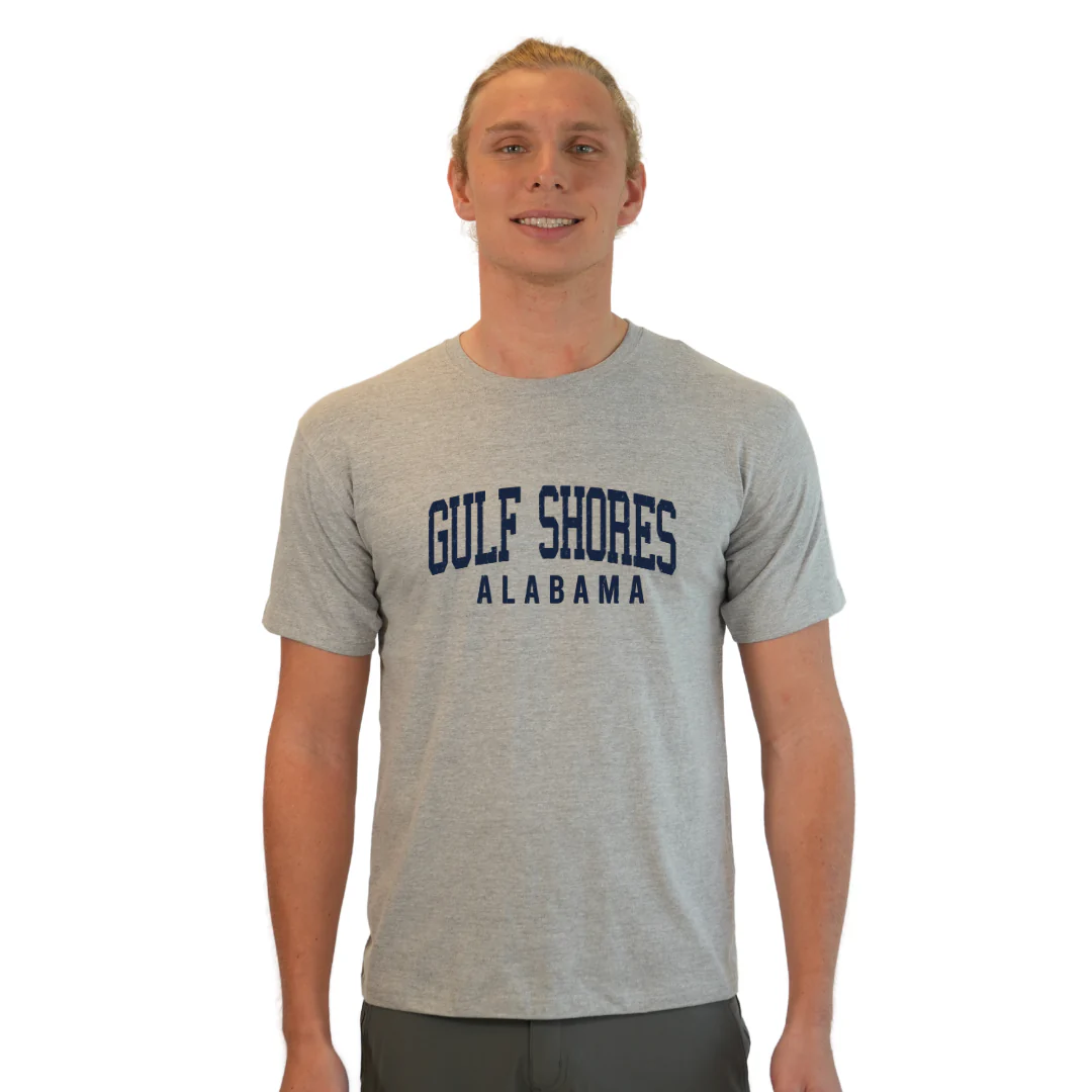 Gulf Shores Alabama Combed Cotton Men T-Shirt with Navy City Name Style CC1000 - Image 9