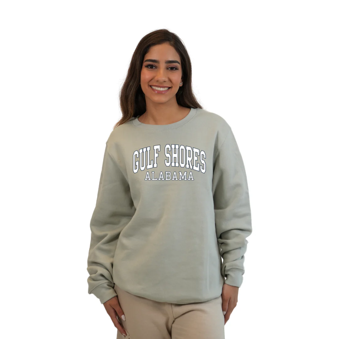 Gulf Shores Alabama Fleece Crewneck Sweatshirt Women with Big Front Letters Design Style 067 - Image 3
