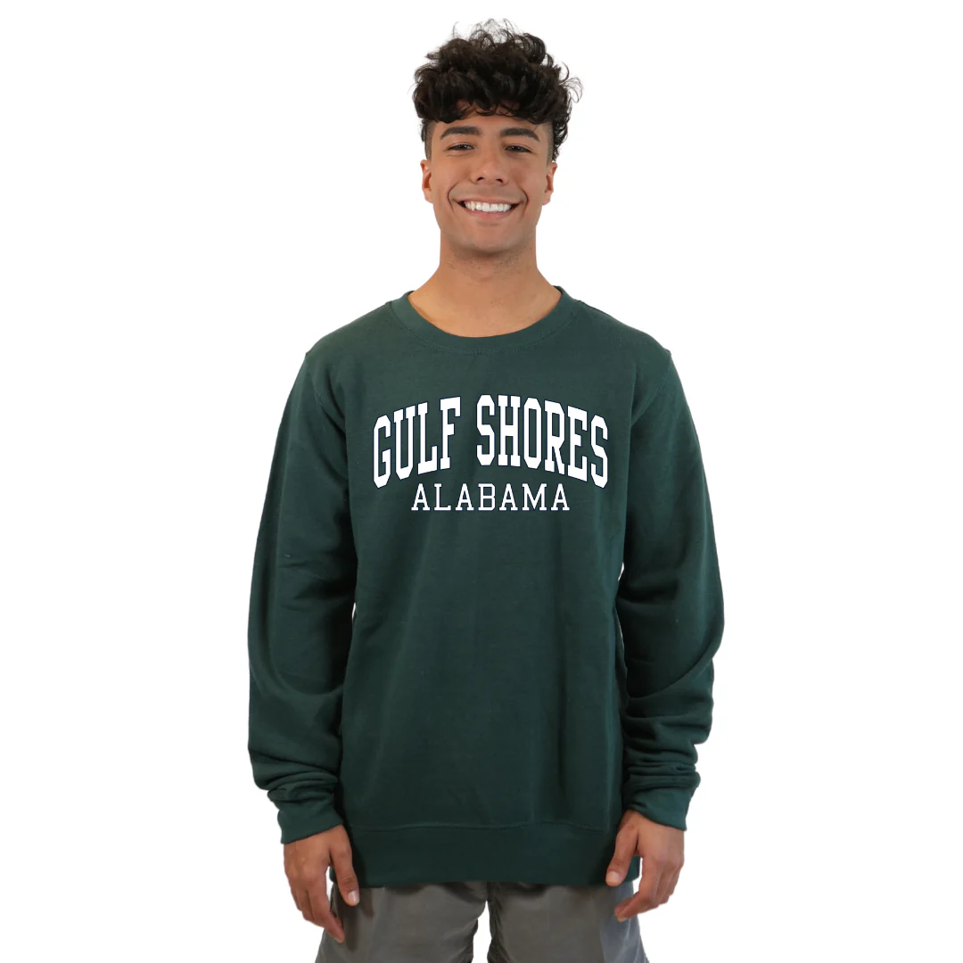 Gulf Shores Alabama Fleece Crewneck Sweatshirt Men with Big Front Letters Design Style 067 - Image 5