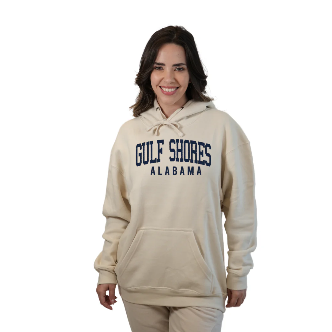 Gulf Shores Alabama Pullover Hoodie Women with Big Front Letters City Name Design Style 252 - Image 3
