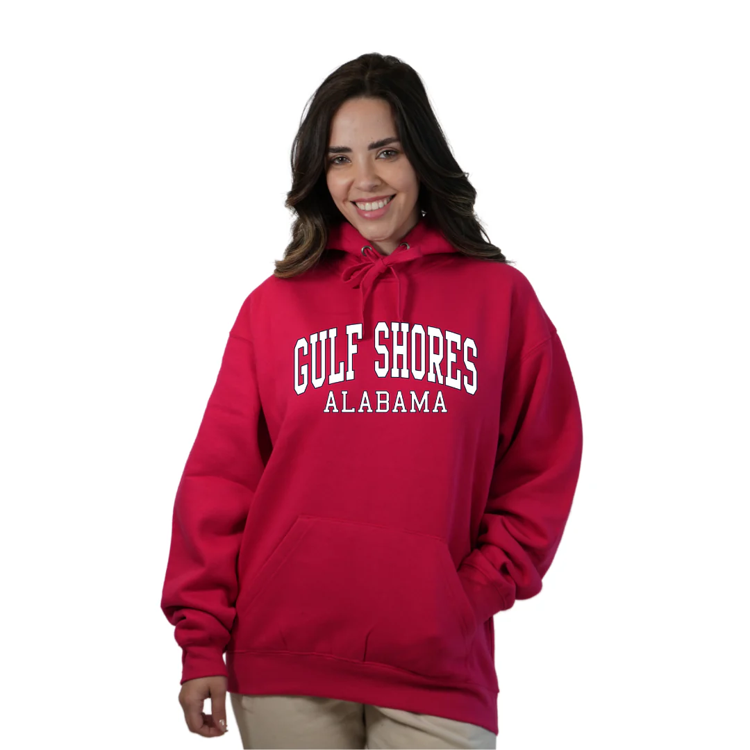 Gulf Shores Alabama Pullover Hoodie Women with Big Front Letters Design Style 252 - Image 10
