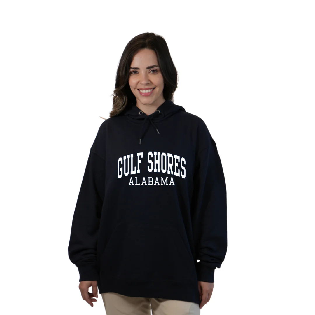 Gulf Shores Alabama Pullover Hoodie Women with Big Front Letters Design Style 252 - Image 12