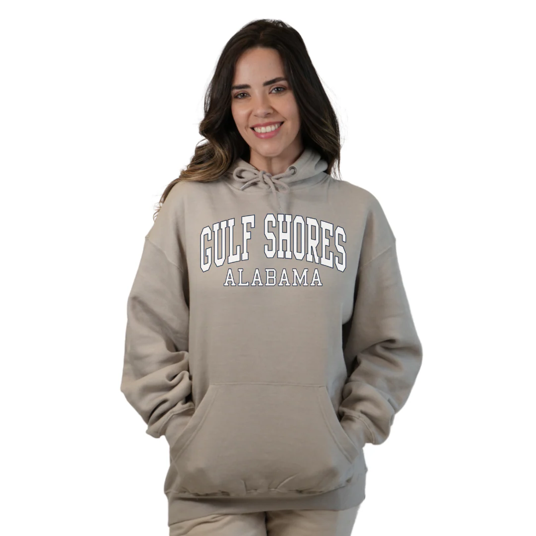 Gulf Shores Alabama Pullover Hoodie Women with Big Front Letters Design Style 252 - Image 4