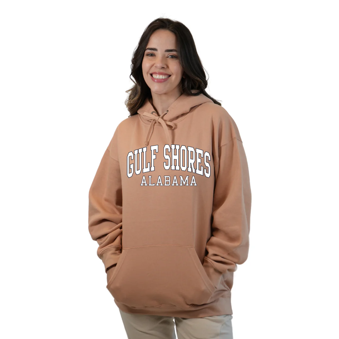 Gulf Shores Alabama Pullover Hoodie Women with Big Front Letters Design Style 252 - Image 5