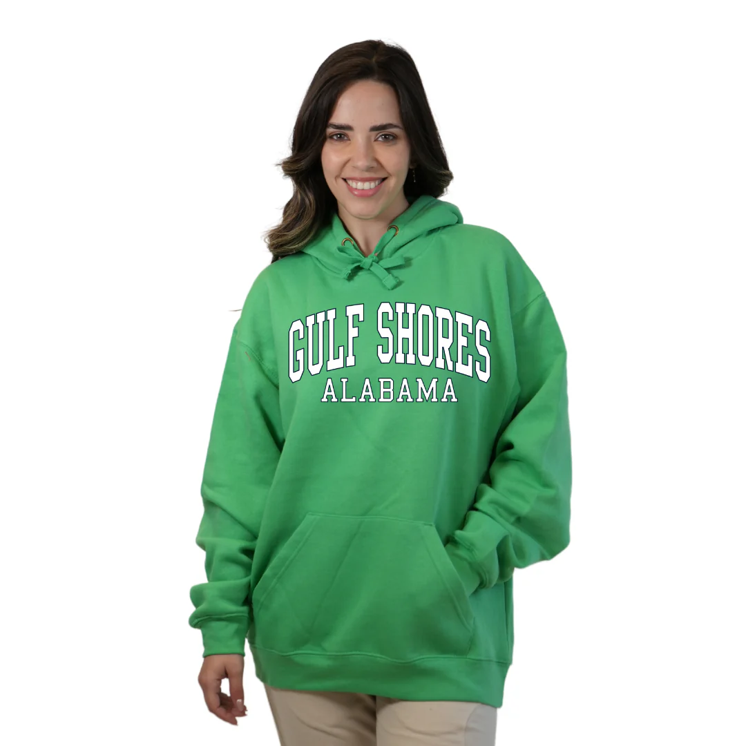 Gulf Shores Alabama Pullover Hoodie Women with Big Front Letters Design Style 252 - Image 6