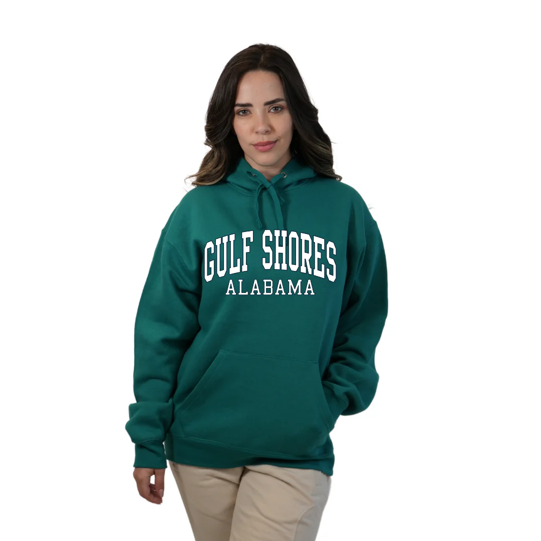 Gulf Shores Alabama Pullover Hoodie Women with Big Front Letters Design Style 252 - Image 7