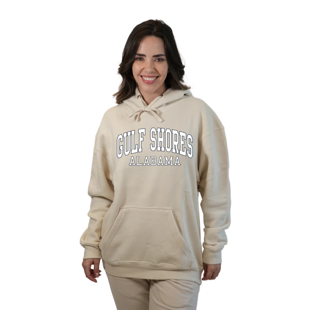 Gulf Shores Alabama Pullover Hoodie Women with Big Front Letters Design Style 252 - Image 8