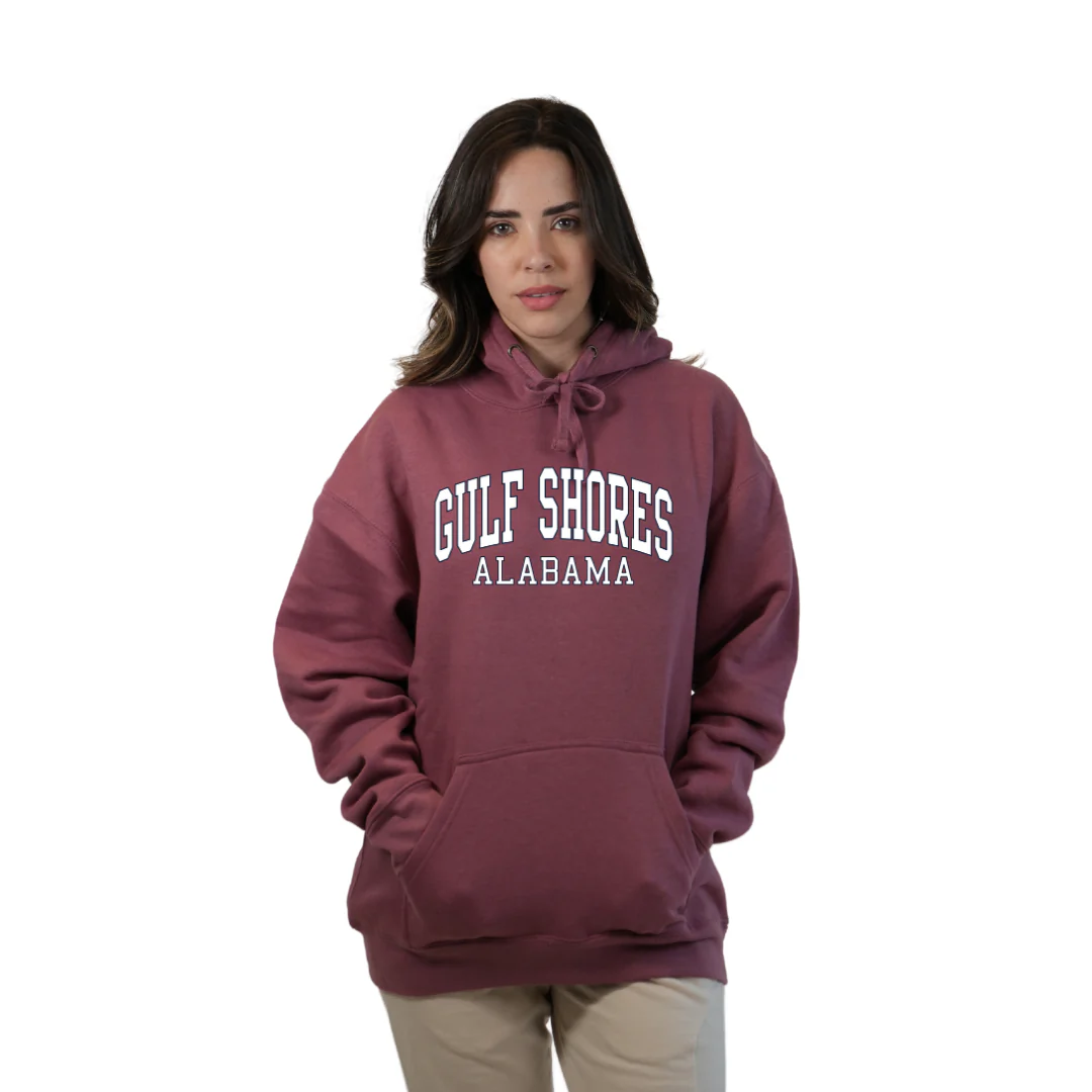 Gulf Shores Alabama Pullover Hoodie Women with Big Front Letters Design Style 252 - Image 9