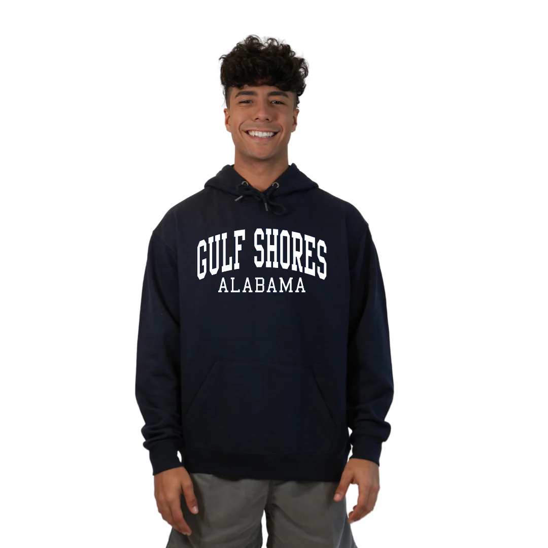 Gulf Shores Alabama Pullover Hoodie Men with Big Front Letters Design Style 252 - Image 10