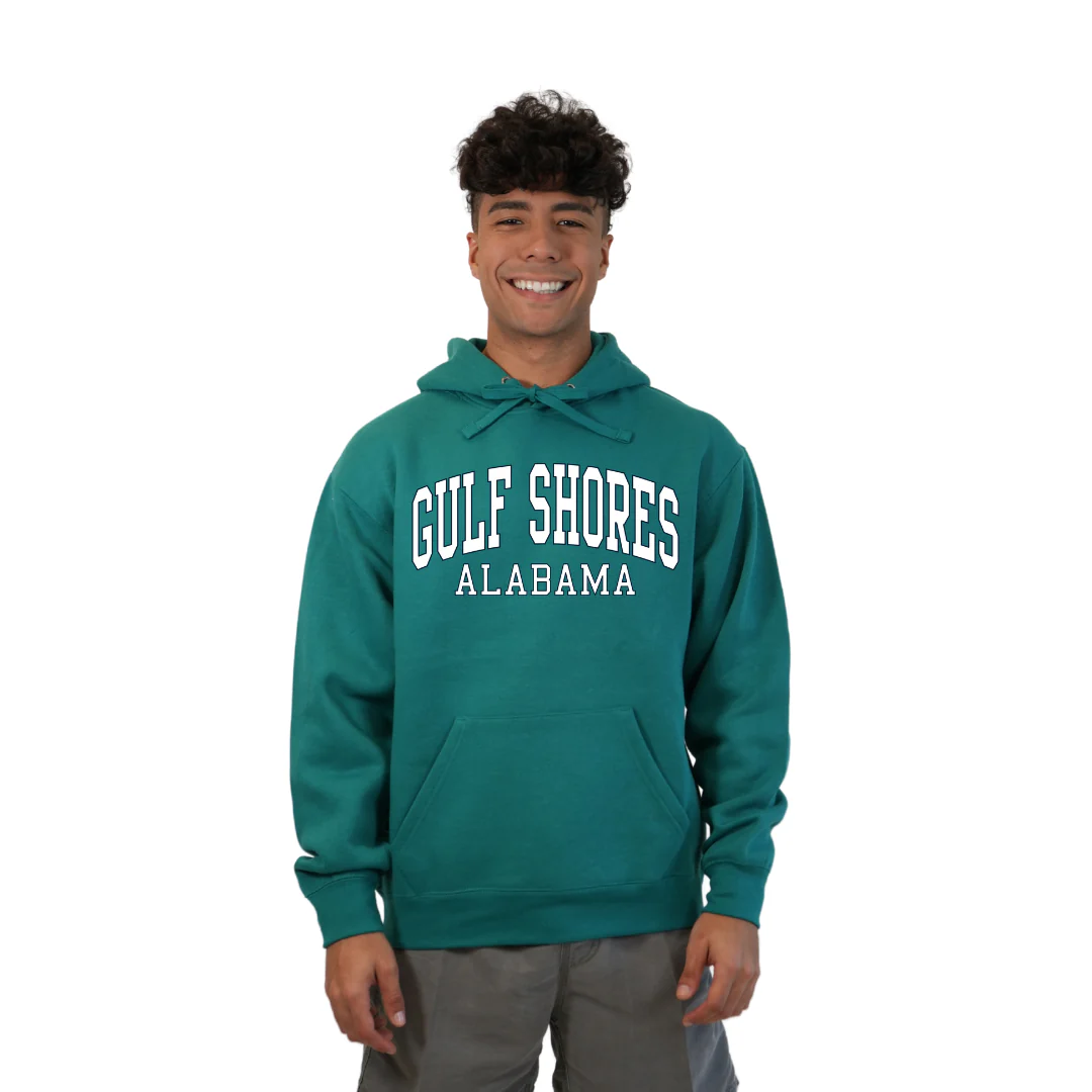 Gulf Shores Alabama Pullover Hoodie Men with Big Front Letters Design Style 252 - Image 11