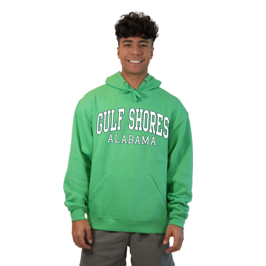 Gulf Shores Alabama Pullover Hoodie Men with Big Front Letters Design Style 252 - Image 3