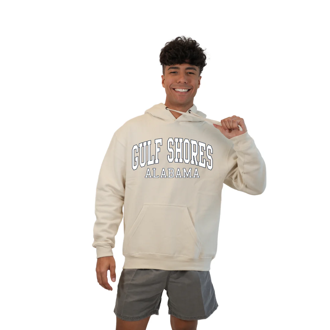 Gulf Shores Alabama Pullover Hoodie Men with Big Front Letters Design Style 252 - Image 4