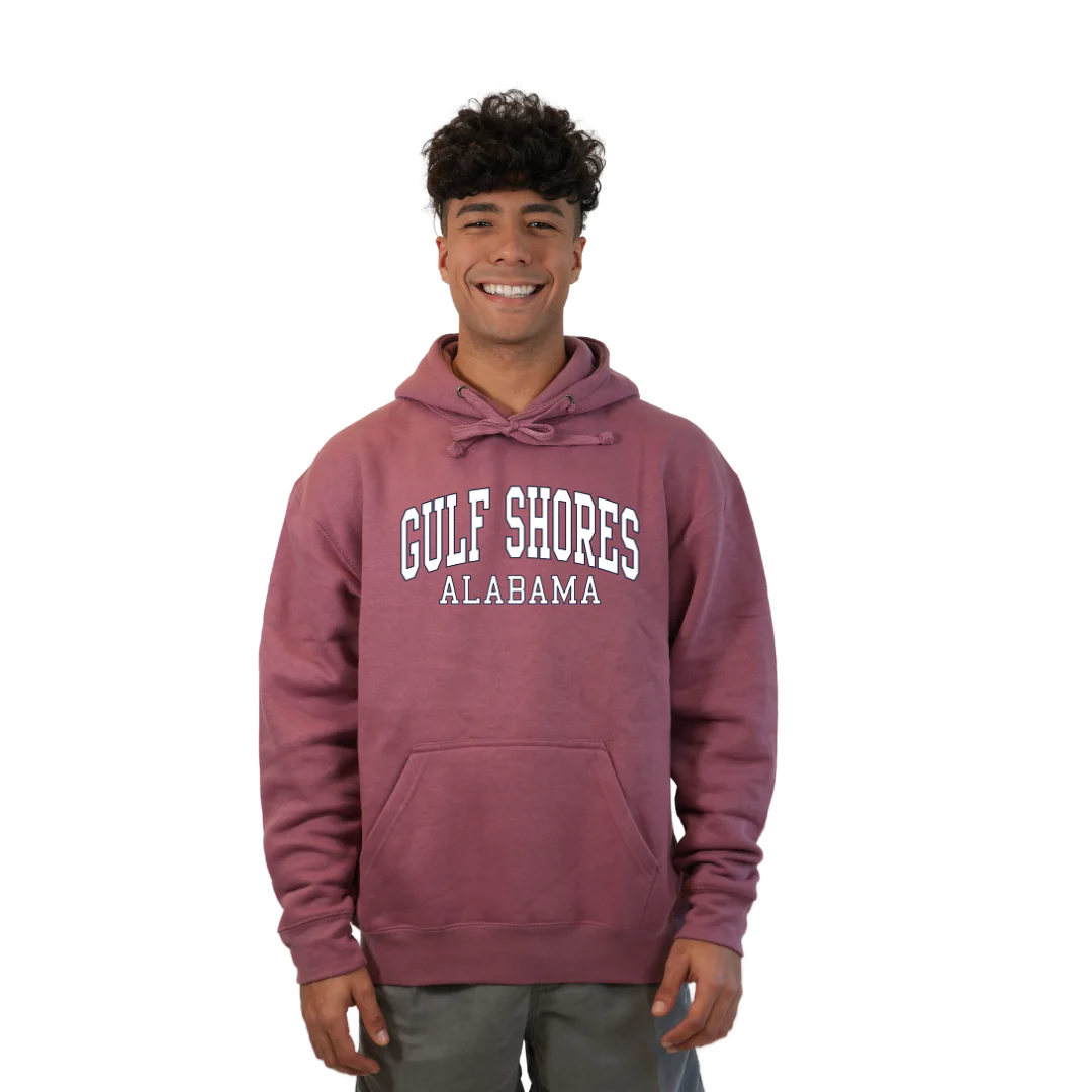 Gulf Shores Alabama Pullover Hoodie Men with Big Front Letters Design Style 252 - Image 5