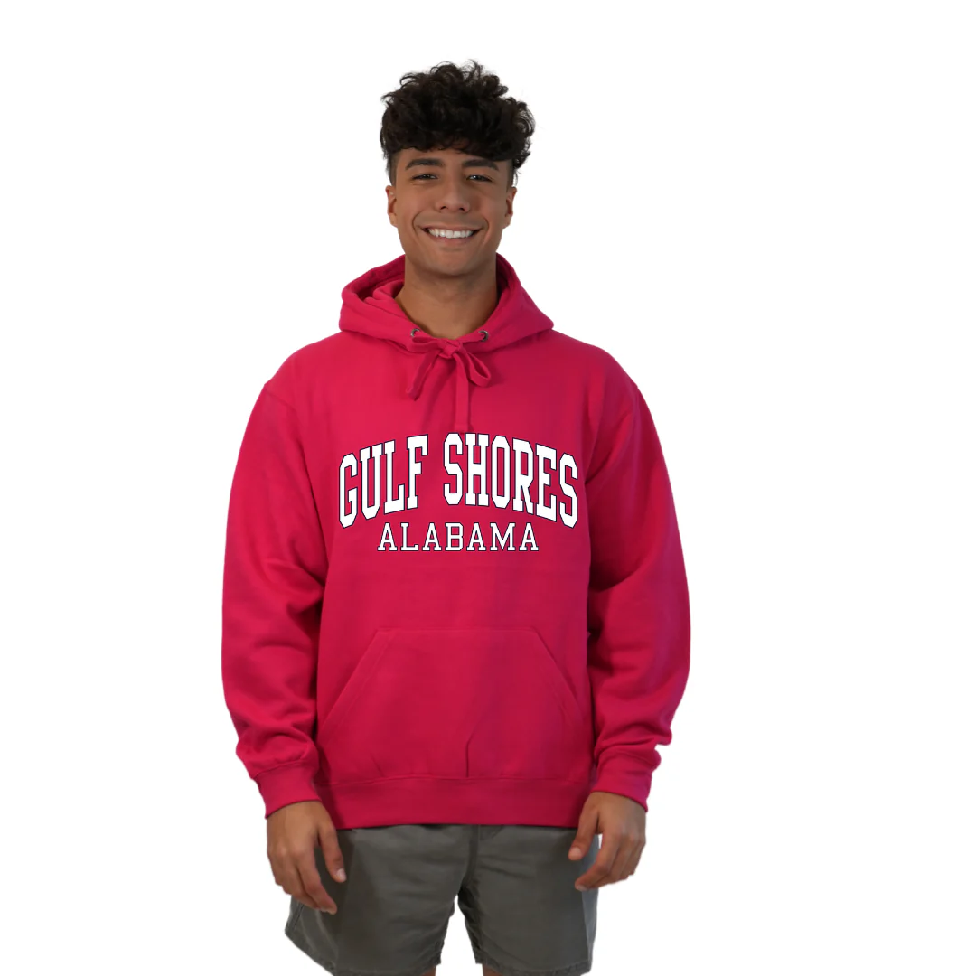 Gulf Shores Alabama Pullover Hoodie Men with Big Front Letters Design Style 252 - Image 6