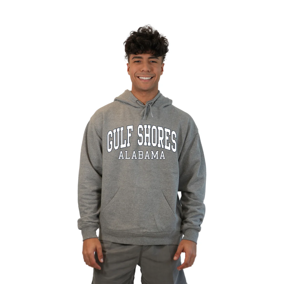 Gulf Shores Alabama Pullover Hoodie Men with Big Front Letters Design Style 252 - Image 7