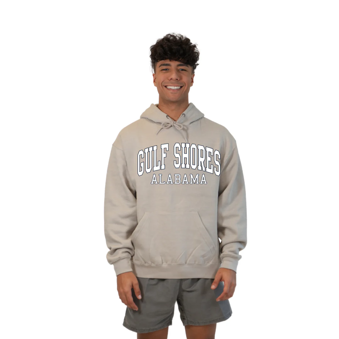 Gulf Shores Alabama Pullover Hoodie Men with Big Front Letters Design Style 252 - Image 8