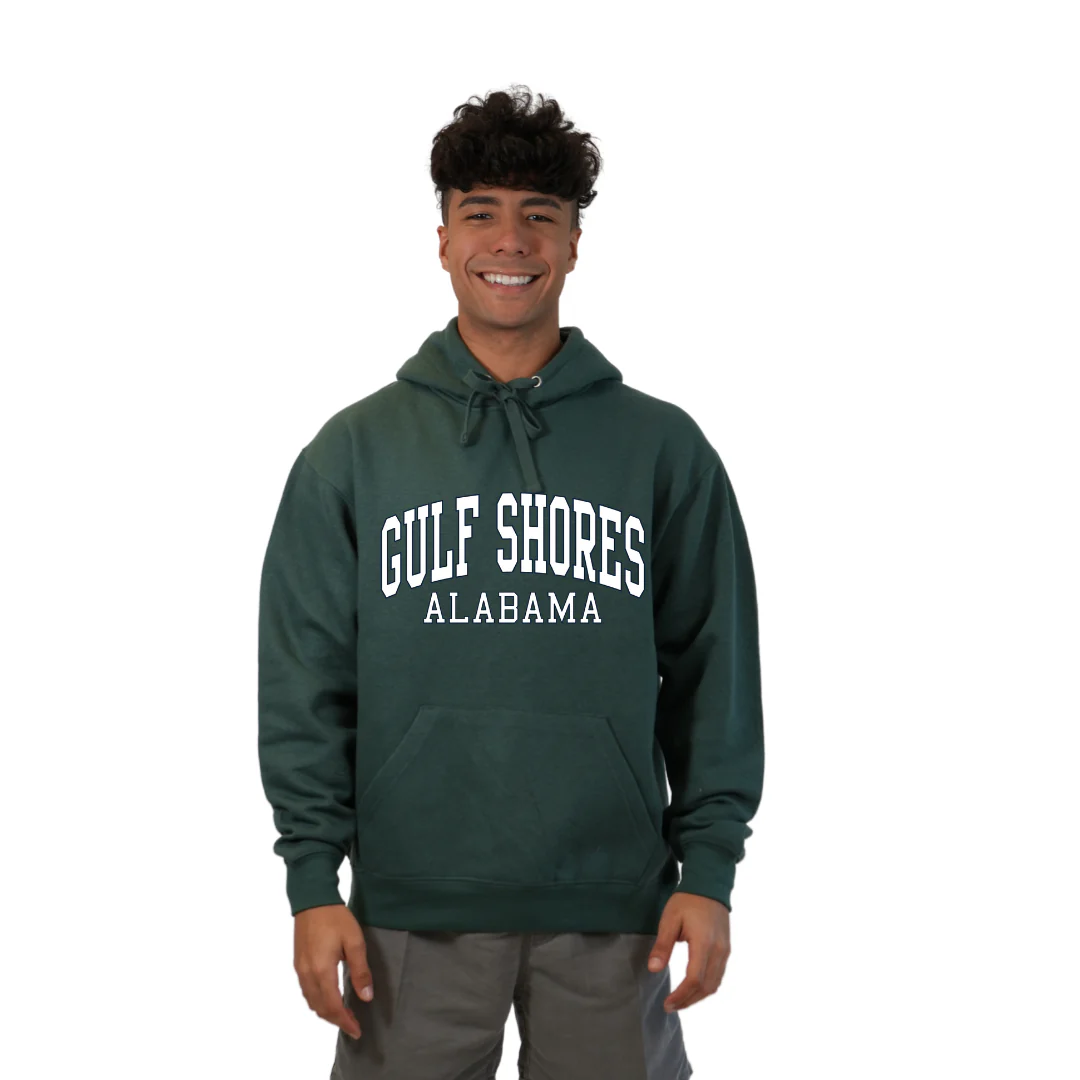 Gulf Shores Alabama Pullover Hoodie Men with Big Front Letters Design Style 252 - Image 9