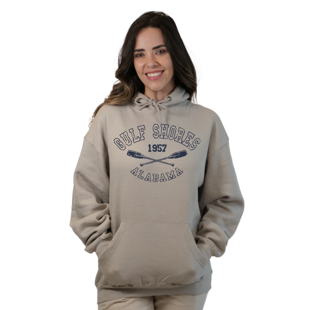 Gulf Shores Alabama Pullover Hoodie Women with Front Big Letters 1957 Design Style 252 - Image 4