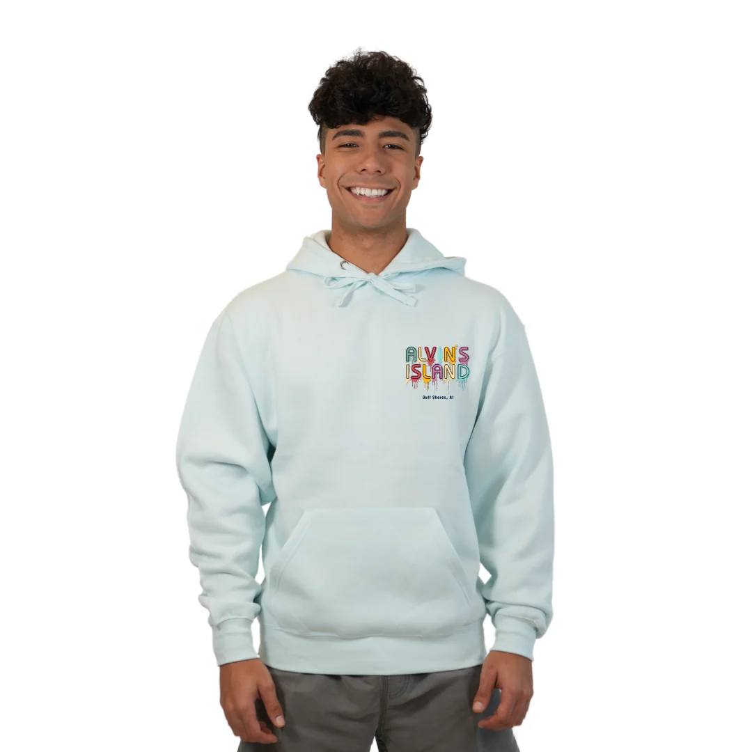 Gulf Shores Pullover Hoodie Men with a Alvin's island  Drip  Painting Design Style 252 - Image 11