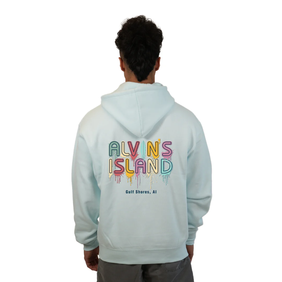 Gulf Shores Pullover Hoodie Men with a Alvin's island  Drip  Painting Design Style 252 - Image 12