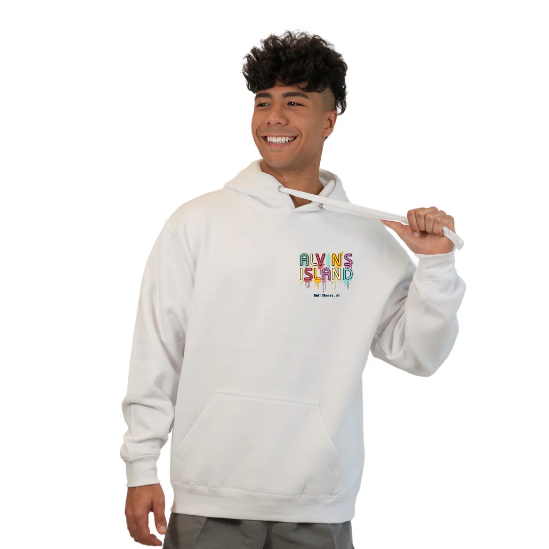 Gulf Shores Pullover Hoodie Men with a Alvin's island  Drip  Painting Design Style 252 - Image 3