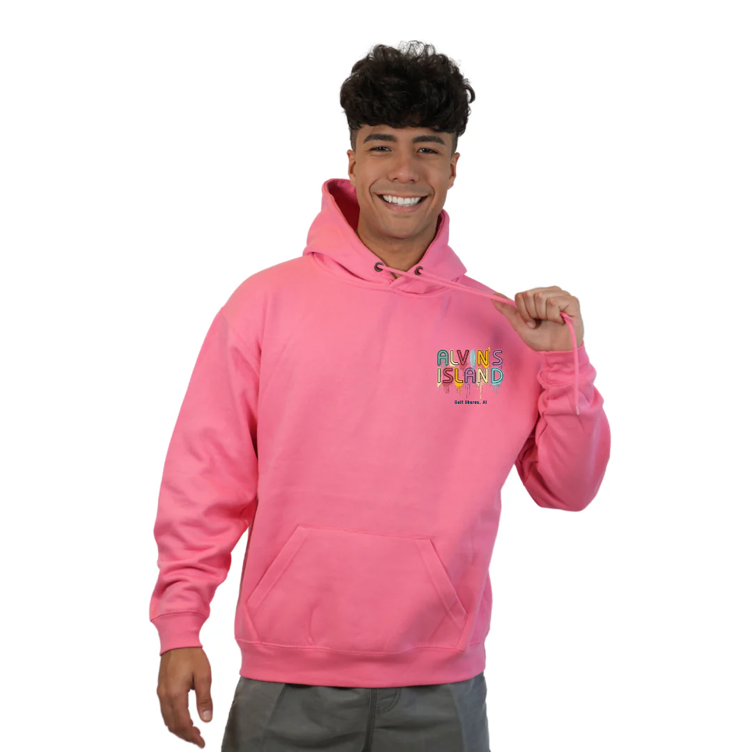 Gulf Shores Pullover Hoodie Men with a Alvin's island  Drip  Painting Design Style 252 - Image 5