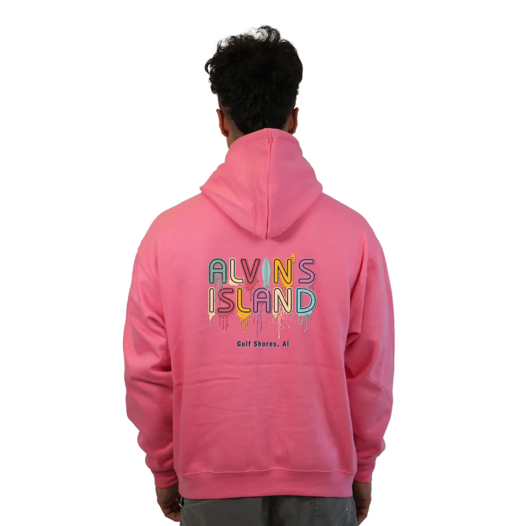 Gulf Shores Pullover Hoodie Men with a Alvin's island  Drip  Painting Design Style 252 - Image 6