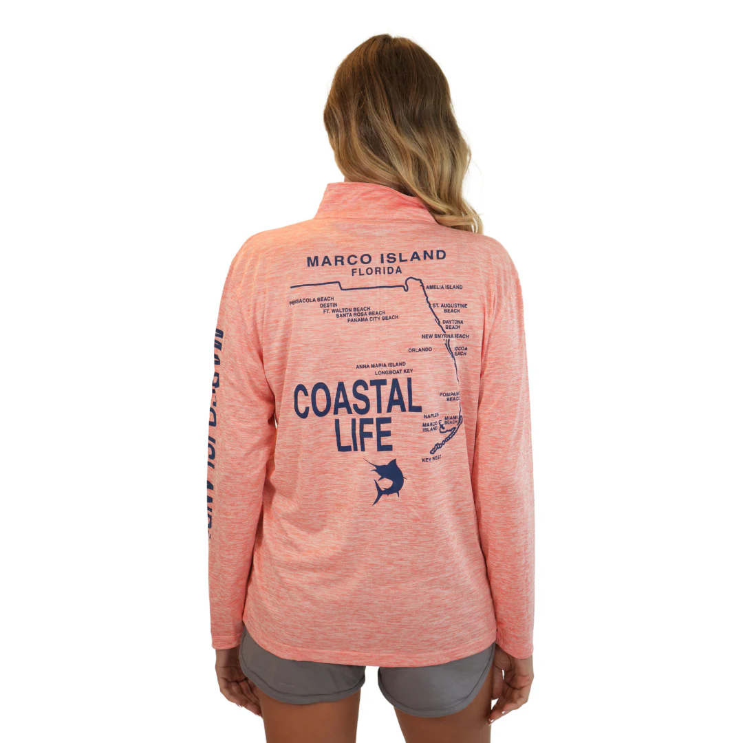Marco Island Coastal Life Dolphin Unisex Quarter Zipper Dry Fit 30upf Sun Protection Style 14750 - Image 6