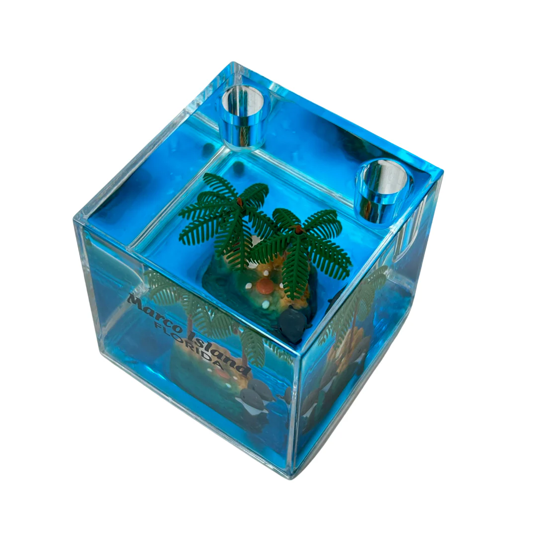 Marco Island Dolphins & Palms Trees Pen Holder Water Square Souvenirs - Image 3