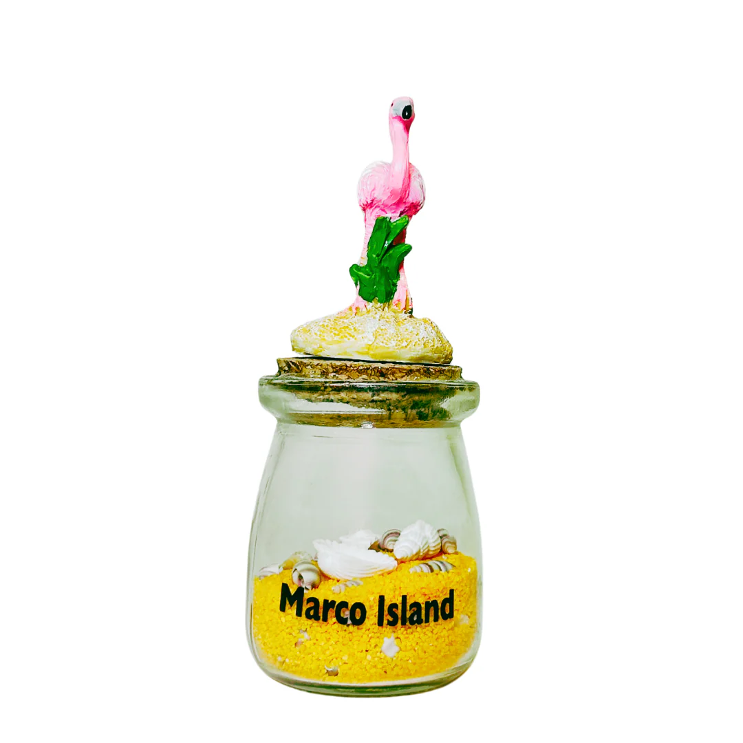 Marco Island Figurine Flamingo Pink Bottle Souvenir