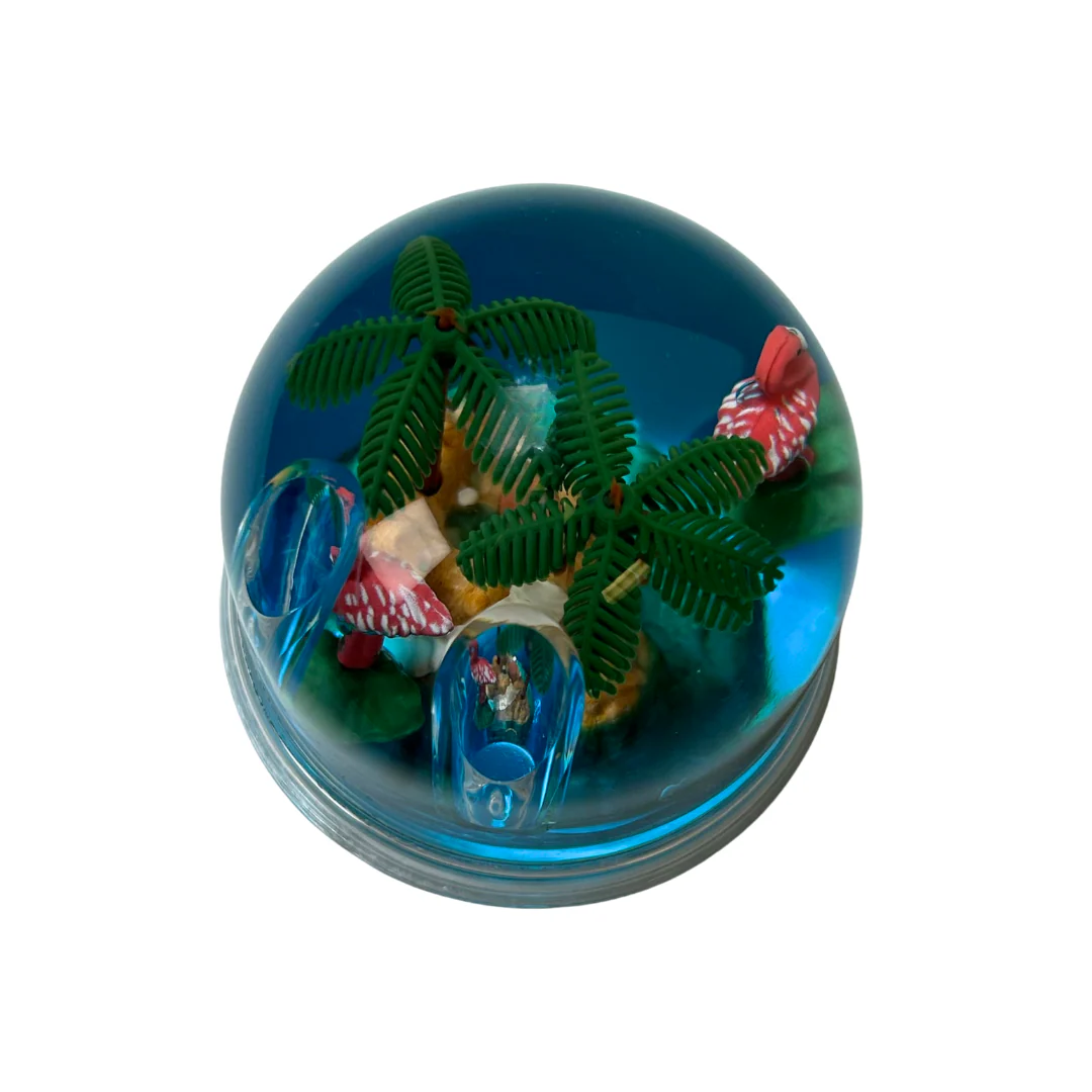 Marco Island Flamingo & Palms Trees Pen Holder Water Globe Souvenirs - Image 2