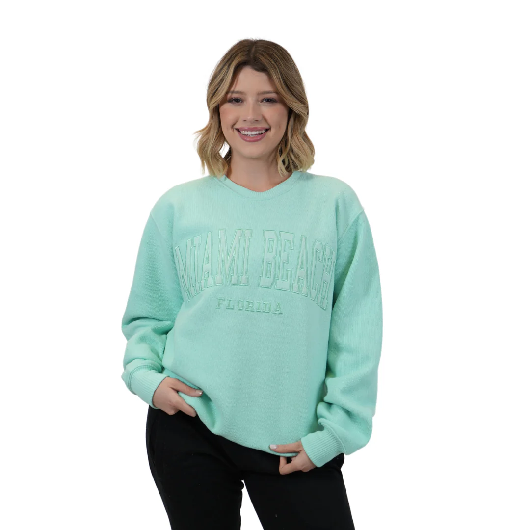 Miami Beach Fl. Nantucket Crewneck W/ City Name Applique Style Ap267 - Image 3