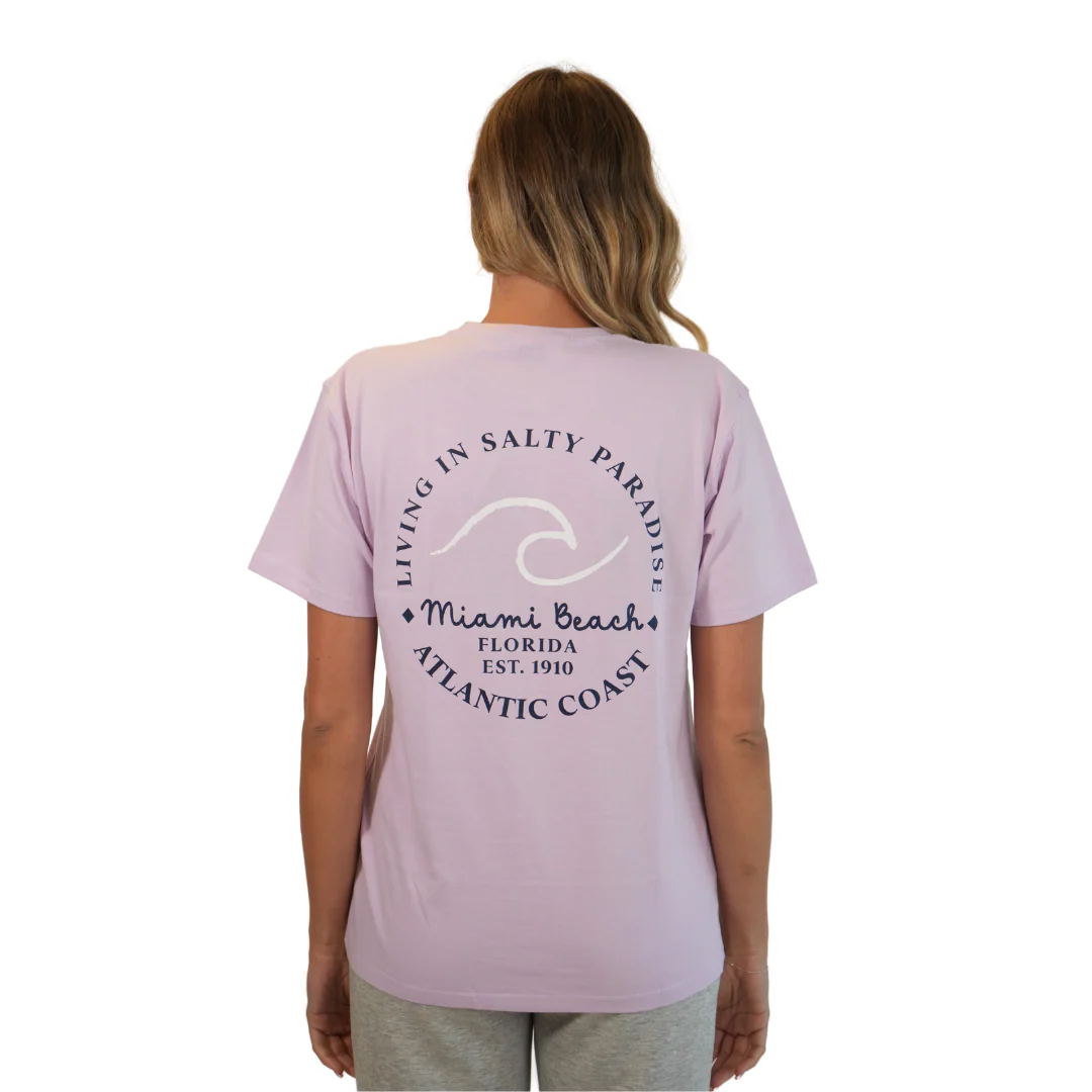 Miami Living In Salty Combed/Cotton Women Purple Ice T-Shirt Style Cc1000 - Image 2