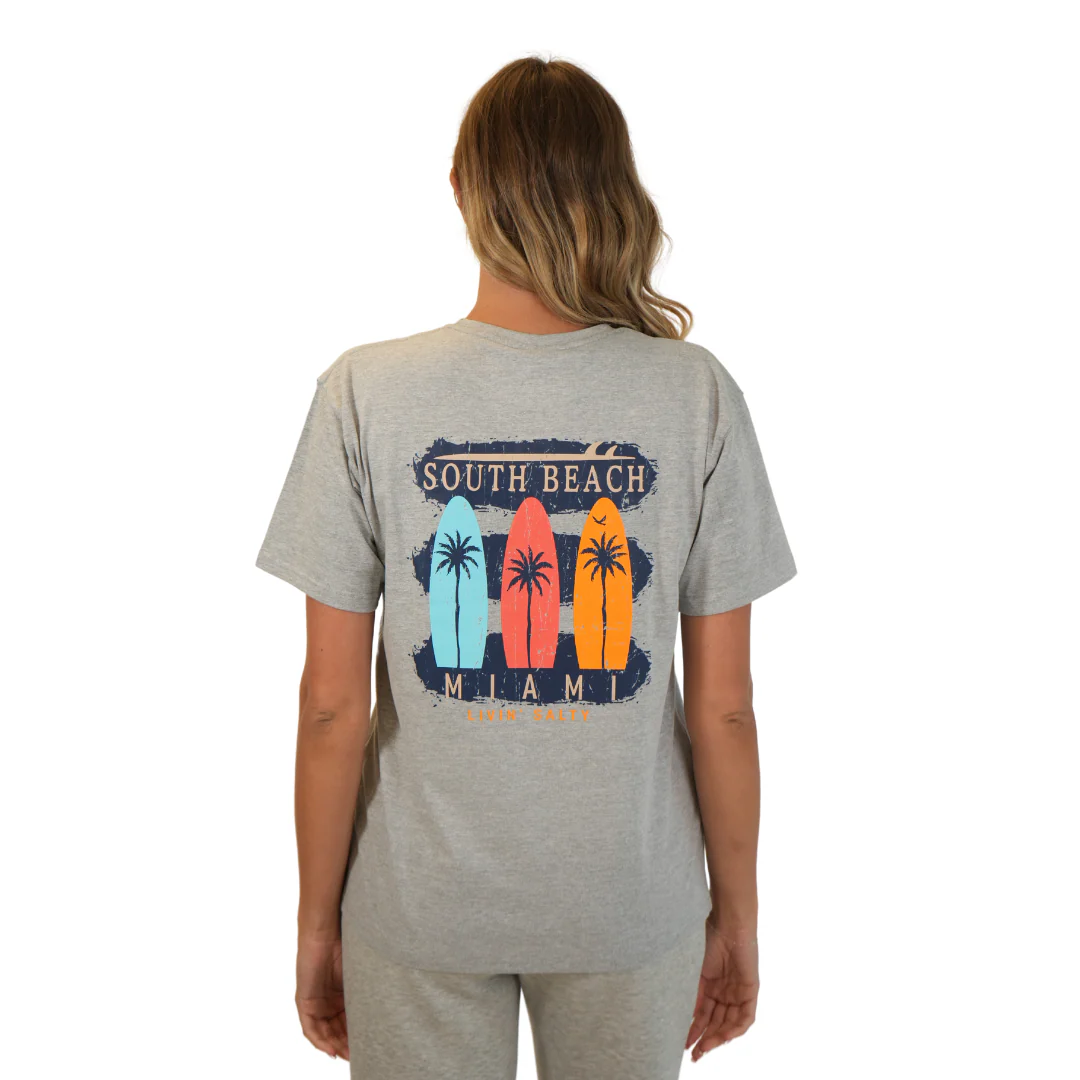 Miami Livin'salty Cotton  Hea Grey Women T-Shirt Style Cc100 - Image 2