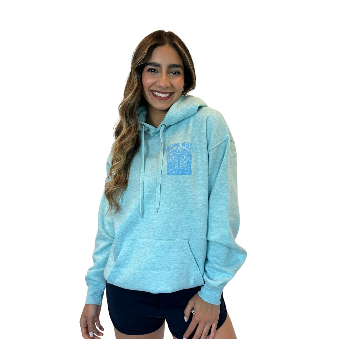 Miramar Beach with front Palm Tree pocket design and back big Design Pullover Hoodie Women Style ML200 - Image 5