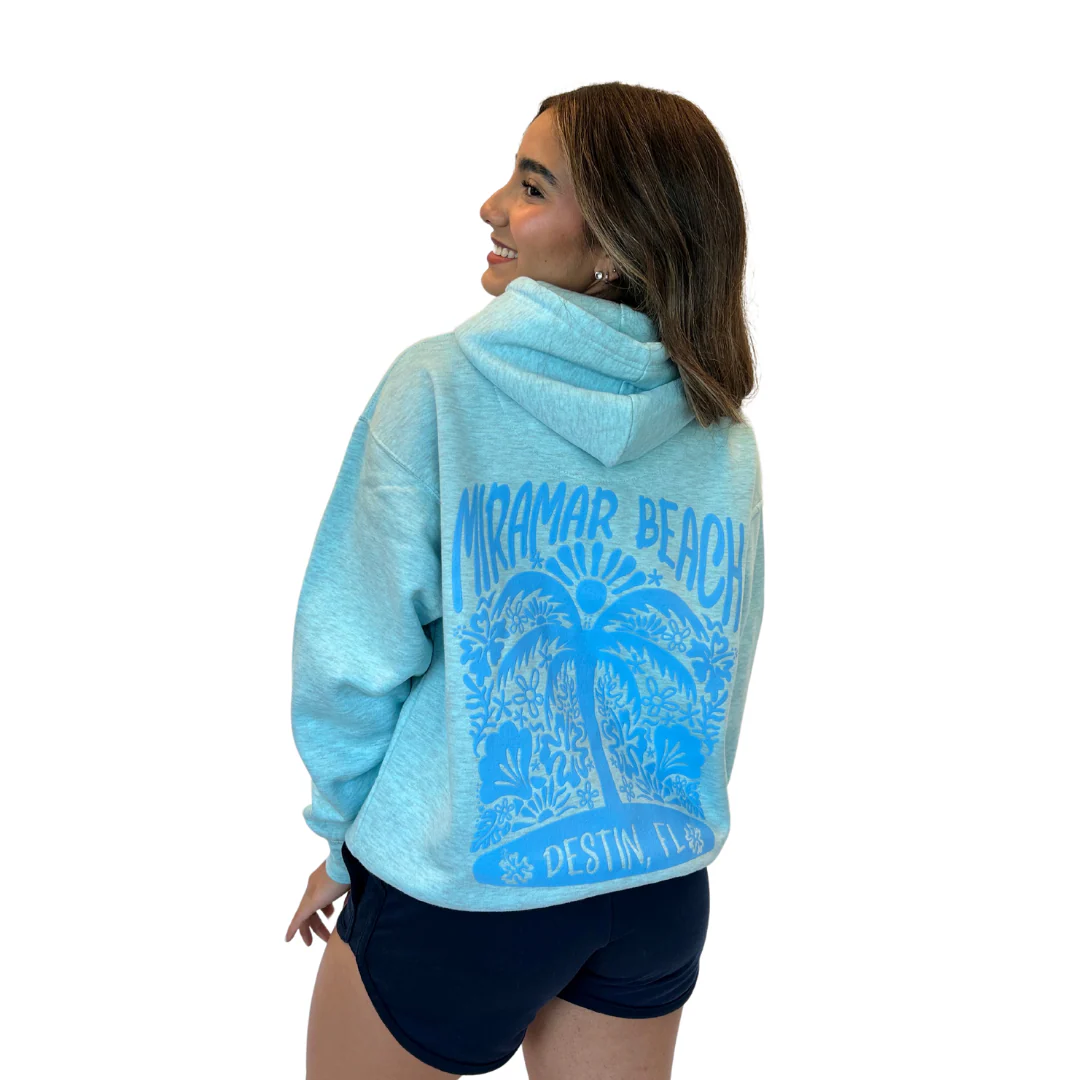 Miramar Beach with front Palm Tree pocket design and back big Design Pullover Hoodie Women Style ML200 - Image 6